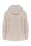 Knitted beige women's hoodie with sequins Panicale - sequins. hood . 37% alpaca, 37% mohair, 26% polyamide. Closure: zipper. two side pockets. Country of manufacture: Italy. Care: specialized cleaning - photo 6