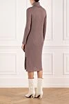 Brown ribbed knit dress Panicale - ribbed pattern. 75% wool, 25% silk. Country of manufacture: Italy. Care: specialized cleaning - photo 4