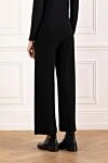 Women's wide knitted pants black Panicale - 75% wool, 25% silk. Closure: button. two side pockets. Country of manufacture: Italy. Care: specialized cleaning - photo 4