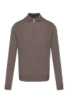 Ferrante Men's brown wool long sleeve polo - 100% wool. Closure: zipper. Country of manufacture: Italy. Care: specialized cleaning - photo 1