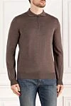 Ferrante Men's brown wool long sleeve polo - 100% wool. Closure: zipper. Country of manufacture: Italy. Care: specialized cleaning - photo 3