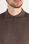 Ferrante Men's brown wool long sleeve polo - 100% wool. Closure: zipper. Country of manufacture: Italy. Care: specialized cleaning - photo 5