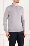 Ferrante Men's gray wool long sleeve polo - 100% wool. Closure: zipper. Country of manufacture: Italy. Care: specialized cleaning - photo 3