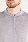 Ferrante Men's gray wool long sleeve polo - 100% wool. Closure: zipper. Country of manufacture: Italy. Care: specialized cleaning - photo 5