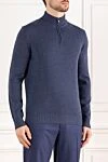 Ferrante Troyer men's blue wool with zipper - 100% wool. Closure: zipper. Country of manufacture: Italy. Care: specialized cleaning - photo 3