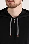 Brunello Cucinelli Men's sports suit black with hood - hood. 93% cotton, 7% polyamide. Closure: drawstring. two side pockets. Country of manufacture: Italy. Care: specialized cleaning - photo 5