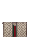 Gucci Клатч Ophidia із символом GG коричневий - фірмова смуга Web на козирку. 100% бавовна. Ш 28,5 x 18 x Р 9 см. блискавка. внутрішня кишеня на блискавці. Країна виробник: Італія. Догляд: спеціалізоване чищення - фото 1