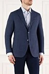 Sartoria Latorre Men's blue linen jacket - 100% linen. Closure: buttons. two side pockets, one chest pocket. Country of manufacture: Italy. Care: specialized cleaning - photo 3