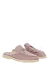 Loro Piana Babouche Charms Walk mules pink for women - Decor logo Loro Piana My Charms. 100% goat suede. Country of manufacture: Italy. Care: specialized cleaning - photo 3