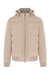 Enrico Mandelli Men's beige wool jacket with hood - hood. 95% wool, 5% cashmere. Closure: zipper. side pockets. Country of manufacture: Italy. Care: specialized cleaning - photo 1