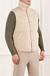 Loro Piana Men's beige cashmere vest with buttons - 100% cashmere. buttons. two side pockets. Country of manufacture: Italy. Care: specialized cleaning - photo 3