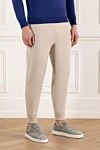 Loro Piana Men's knitted cashmere trousers, beige - 100% cashmere. Closure: drawstring. two side pockets. Country of manufacture: Italy. Care: specialized cleaning - photo 3