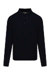 Loro Piana Men's blue long sleeve polo - 60% cashmere, 40% silk. Closure: buttons. Country of manufacture: Italy. Care: specialized cleaning - photo 1