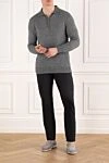 Серое меланжевое поло на пуговицах из кашемира и шелка Loro Piana - 60% кашемир, 40% шелк. пуговицы. Страна производитель: Италия. Уход: специализированная чистка - фото 2