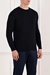 Loro Piana Men's blue jumper made of cashmere and silk - 60% cashmere, 40% silk. Country of manufacture: Italy. Care: specialized cleaning - photo 3