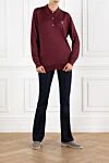 Burgundy Long Sleeve Silk Polo Shirt with Logo Prada - triangle logo. 100% silk. Fastener: buttons. Country of manufacture: Italy. Care: specialized cleaning - photo 2