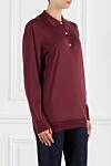 Prada Burgundy Long Sleeve Silk Polo Shirt with Logo - triangle logo. 100% silk. Fastener: buttons. Country of manufacture: Italy. Care: specialized cleaning - photo 3