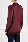 Burgundy Long Sleeve Silk Polo Shirt with Logo Prada - triangle logo. 100% silk. Fastener: buttons. Country of manufacture: Italy. Care: specialized cleaning - photo 4