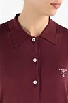 Prada Burgundy Long Sleeve Silk Polo Shirt with Logo - triangle logo. 100% silk. Fastener: buttons. Country of manufacture: Italy. Care: specialized cleaning - photo 5