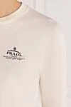 Prada Women's white cotton jumper with logo - brand logo. 100% cotton. Country of manufacture: Italy. Care: specialized cleaning - photo 5