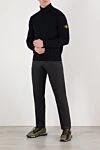 Golf men's black with logo Stone Island - brand logo on the sleeve. 100% wool. Country of manufacture: Italy. Care: specialized cleaning - photo 2