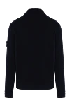 Golf men's black with logo Stone Island - brand logo on the sleeve. 100% wool. Country of manufacture: Italy. Care: specialized cleaning - photo 6