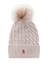 Moncler Women's pink wool hat with pompom - logo, pompom. 100% wool. Country of manufacture: Italy. Care: specialized cleaning - photo 1