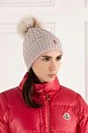 Women's pink wool hat with pompom Moncler - logo, pompom. 100% wool. Country of manufacture: Italy. Care: specialized cleaning - photo 2