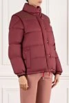 Moncler Women's burgundy jacket with logo - brand logo. 100% polyamide. zipper, buttons. two side pockets. Country of manufacture: Italy. Care: specialized cleaning - photo 3