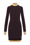 Fendi Knitted dress, short, tight-fitting, purple - Decorated with yellow edging, Fendi Roma logo in contrasting color intarsia on the edge. 75% polyamide, 25% polyurethane, 100% wool fleece. Country of manufacture: Italy. Care: specialized cleaning - photo 1