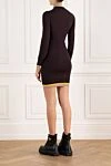 Knitted dress, short, tight-fitting, purple Fendi - Decorated with yellow edging, Fendi Roma logo in contrasting color intarsia on the edge. 75% polyamide, 25% polyurethane, 100% wool fleece. Country of manufacture: Italy. Care: specialized cleaning - photo 4