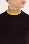 Fendi Knitted dress, short, tight-fitting, purple - Decorated with yellow edging, Fendi Roma logo in contrasting color intarsia on the edge. 75% polyamide, 25% polyurethane, 100% wool fleece. Country of manufacture: Italy. Care: specialized cleaning - photo 5