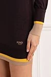 Knitted dress, short, tight-fitting, purple Fendi - Decorated with yellow edging, Fendi Roma logo in contrasting color intarsia on the edge. 75% polyamide, 25% polyurethane, 100% wool fleece. Country of manufacture: Italy. Care: specialized cleaning - photo 6