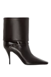 Saint Laurent Women's black leather high-heeled boots - embossed leather, logo. 100% genuine leather. Country of manufacture: Italy. Care: specialized cleaning - photo 1