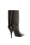 Women's black leather high-heeled boots Saint Laurent - embossed leather, logo. 100% genuine leather. Country of manufacture: Italy. Care: specialized cleaning - photo 4