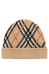 Burberry Women's winter hat in beige checkered pattern - large check pattern. 100% cashmere. Country of manufacture: Italy. Care: specialized cleaning - photo 1