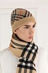 Women's winter hat in beige checkered pattern Burberry - large check pattern. 100% cashmere. Country of manufacture: Italy. Care: specialized cleaning - photo 2