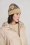 Women's winter hat in beige checkered pattern Burberry - large check pattern. 100% cashmere. Country of manufacture: Italy. Care: specialized cleaning - photo 4
