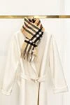 Burberry Women's beige cashmere scarf with fringe - large check pattern, fringe. 100% cashmere. Country of manufacture: Italy. Care: specialized cleaning - photo 5