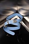 Dolce & Gabbana Women's blue narrow belt made of genuine leather - DG logo.. 100% genuine leather. buckle. Country of manufacture: Italy. Care: specialized cleaning - photo 5