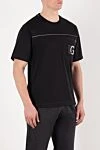 Dolce & Gabbana Men's black cotton T-shirt with pocket - brand logo, stripe. chest pocket with zipper. 100% cotton. Country of manufacture: Italy. Care: specialized cleaning - photo 3