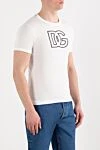 Dolce & Gabbana Men's white cotton T-shirt with logo - brand logo. 100% cotton. Country of manufacture: Italy. Care: specialized cleaning - photo 3