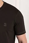 Brunello Cucinelli Мужская футболка из хлопка коричневая - 100% хлопок. Страна производитель: Италия. Уход: специализированная чистка - фото 5