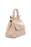 Dolce & Gabbana Sicily Medium Beige Patent Leather Bag - branded plate with two types of galvanic coating. 100% calfskin. Closure: double hidden magnet clasp. Size: 18.5 ? 20 ? 10 cm. Strap Length: Top handle and detachable, adjustable patent leather shoulder strap. Internal zip pocket with logo and smartphone pocket. Country of manufacture: Italy. Care: specialized cleaning - photo 3