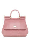 Dolce & Gabbana Pink Sicily medium size women's bag - branded plate with two types of galvanic coating, textured leather. 100% calfskin. Closure: double hidden magnet clasp. Size: 18.5 ? 20 ? 10 cm. Strap Length: Top handle and detachable, adjustable patent leather shoulder strap. Internal zip pocket with logo and smartphone pocket. Country of manufacture: Italy. Care: specialized cleaning - photo 1