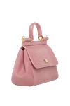 Dolce & Gabbana Pink Sicily medium size women's bag - branded plate with two types of galvanic coating, textured leather. 100% calfskin. Closure: double hidden magnet clasp. Size: 18.5 ? 20 ? 10 cm. Strap Length: Top handle and detachable, adjustable patent leather shoulder strap. Internal zip pocket with logo and smartphone pocket. Country of manufacture: Italy. Care: specialized cleaning - photo 3