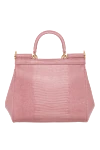 Pink Sicily medium size women's bag Dolce & Gabbana - branded plate with two types of galvanic coating, textured leather. 100% calfskin. Closure: double hidden magnet clasp. Size: 18.5 ? 20 ? 10 cm. Strap Length: Top handle and detachable, adjustable patent leather shoulder strap. Internal zip pocket with logo and smartphone pocket. Country of manufacture: Italy. Care: specialized cleaning - photo 4