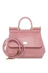 Dolce & Gabbana Pink Sicily medium size women's bag - branded plate with two types of galvanic coating, textured leather. 100% calfskin. Closure: double hidden magnet clasp. Size: 18.5 ? 20 ? 10 cm. Strap Length: Top handle and detachable, adjustable patent leather shoulder strap. Internal zip pocket with logo and smartphone pocket. Country of manufacture: Italy. Care: specialized cleaning - photo 5