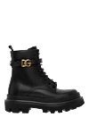 Dolce & Gabbana Trek Solid calfskin boots black women's with logo - brand logo. 64% calfskin 36% viscose. Closure: laces. Outsole: Rubber outsole with logo. Insole: Calfskin insole with branding. Country of manufacture: Italy. Care: specialized cleaning - photo 1