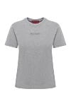 Gucci Women's gray melange T-shirt with logo - Brand logo decor. 100% cotton. Country of manufacture: Italy. Care: specialized cleaning - photo 1